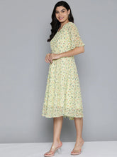 Floarl print flaired gorgette dress from ( JOK 1500 Off-White )